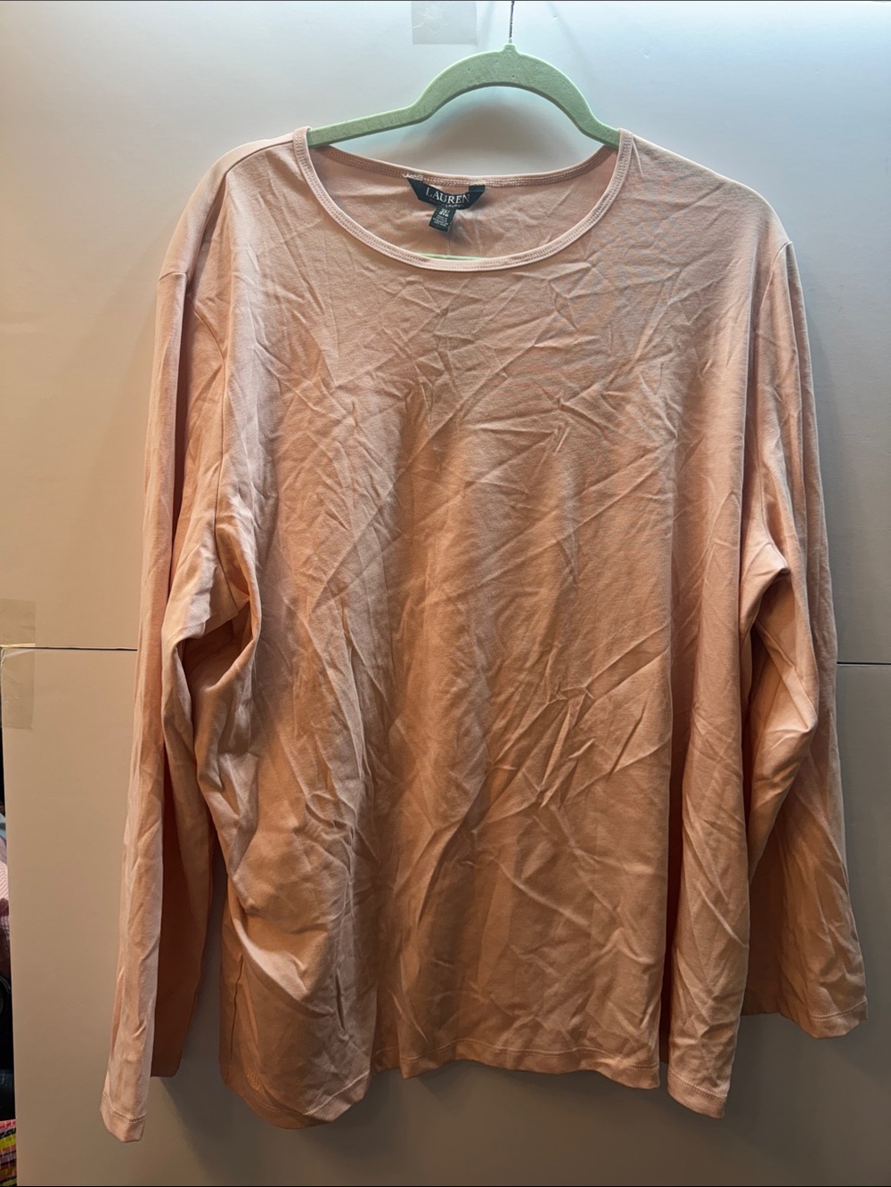 Lauren Ralph Lauren Blush Peach Long Sleeve Crewneck Top